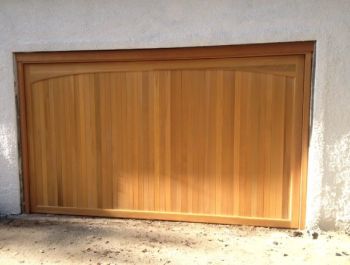 Woodrite Chartridge cedar wood up and over garage door
